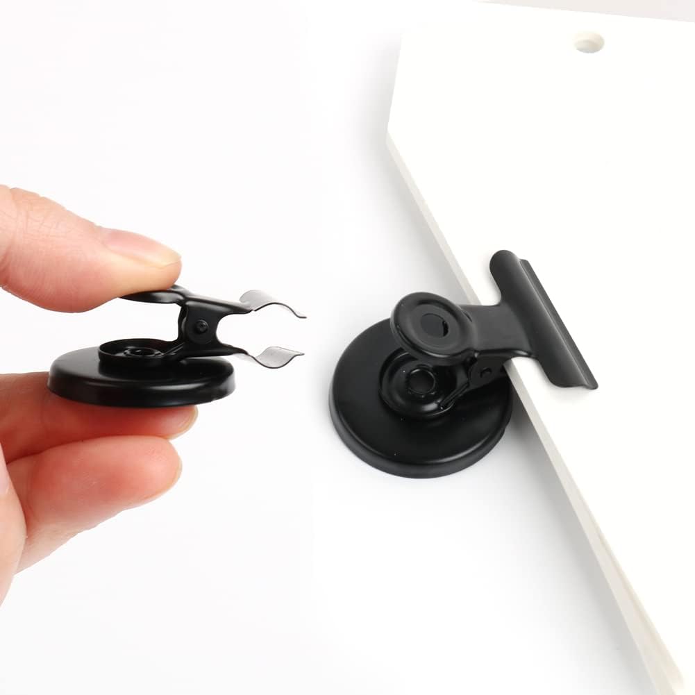 VNDUEEY 50 Pack Fridge Magnets Refrigerator Magnets, Magnetic Clips for Whiteboard Locker, Magnetic Paper Clips, Paperclip Dispenser Magnet Clips for Desk, School, Office (Black)