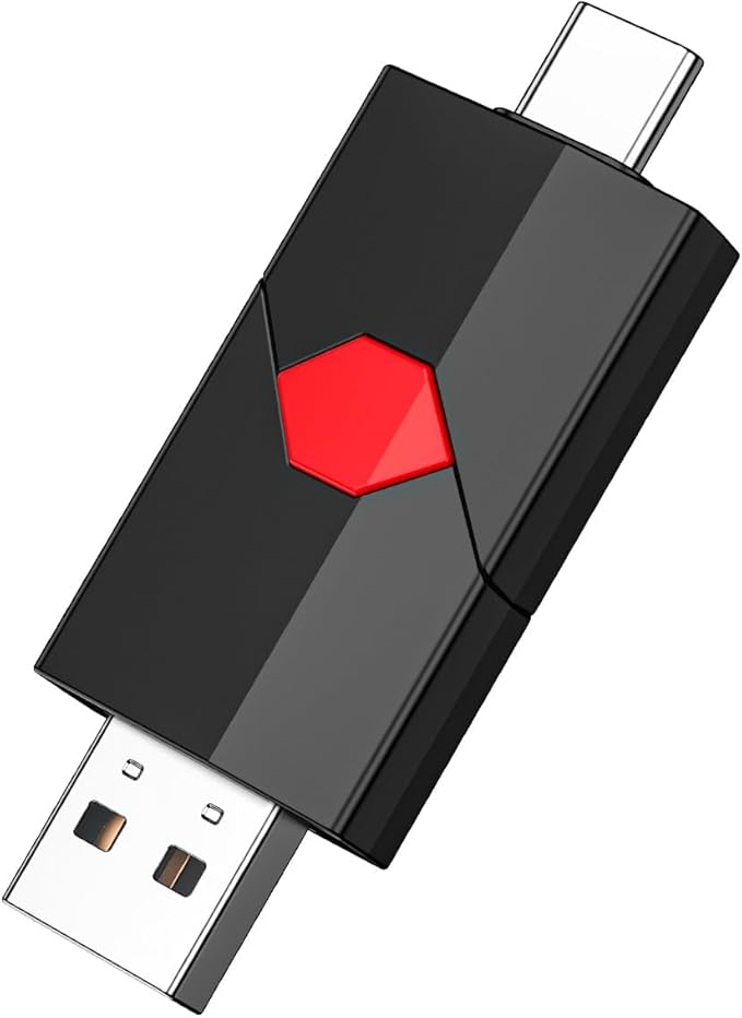 Aiibe 128GB USB C Flash Drive Dual Type C + USB A 128GB Jump Drive Push-Pull Thumb Drive for iPhone 15/16 Smartphone Tablet Computer