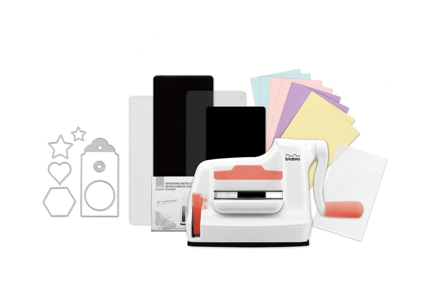 Bira Die Cutting & Embossing Machine Combo, Starter Kit, Mini Die Cut Machine, 3 1/8" Feeding Slot for 3" Paper and Other Materials