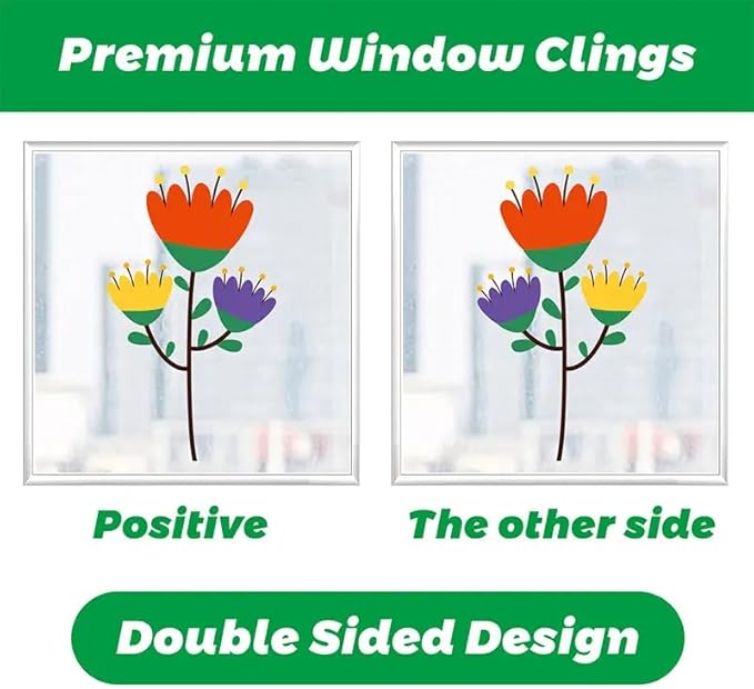 Set of 93 PCS Hello Spring Summer Window Cling Sticker Daisy, Sunflower, Birds, and Butterfly Window Stickers, Spring and Summer Decor, Home, Shop, Party Window Glass Display Stickers