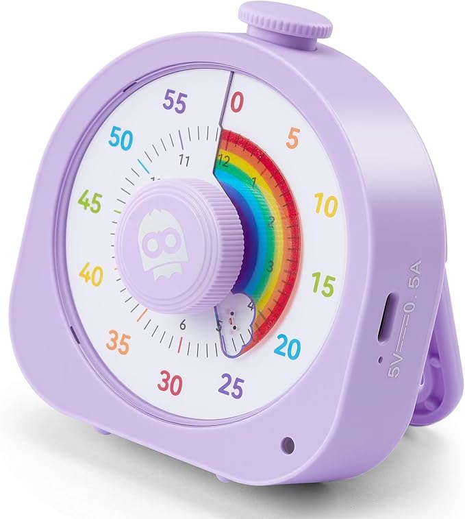 Visual Timer â Rainbow Magnetic Timer for Classroom, 60min/12h Rechargeable Countdown Timers, Silent Pomodoro Timers for Kids & Adults with ADHD