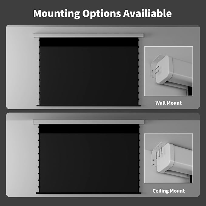 QuadraArc Motorized ALR Projector Screen, Black Crystal 4K Electric Drop Down Screen, Wall & Ceiling Mount, Compatible with 1800 ANSI Lumens ST/LT Projectors 110"