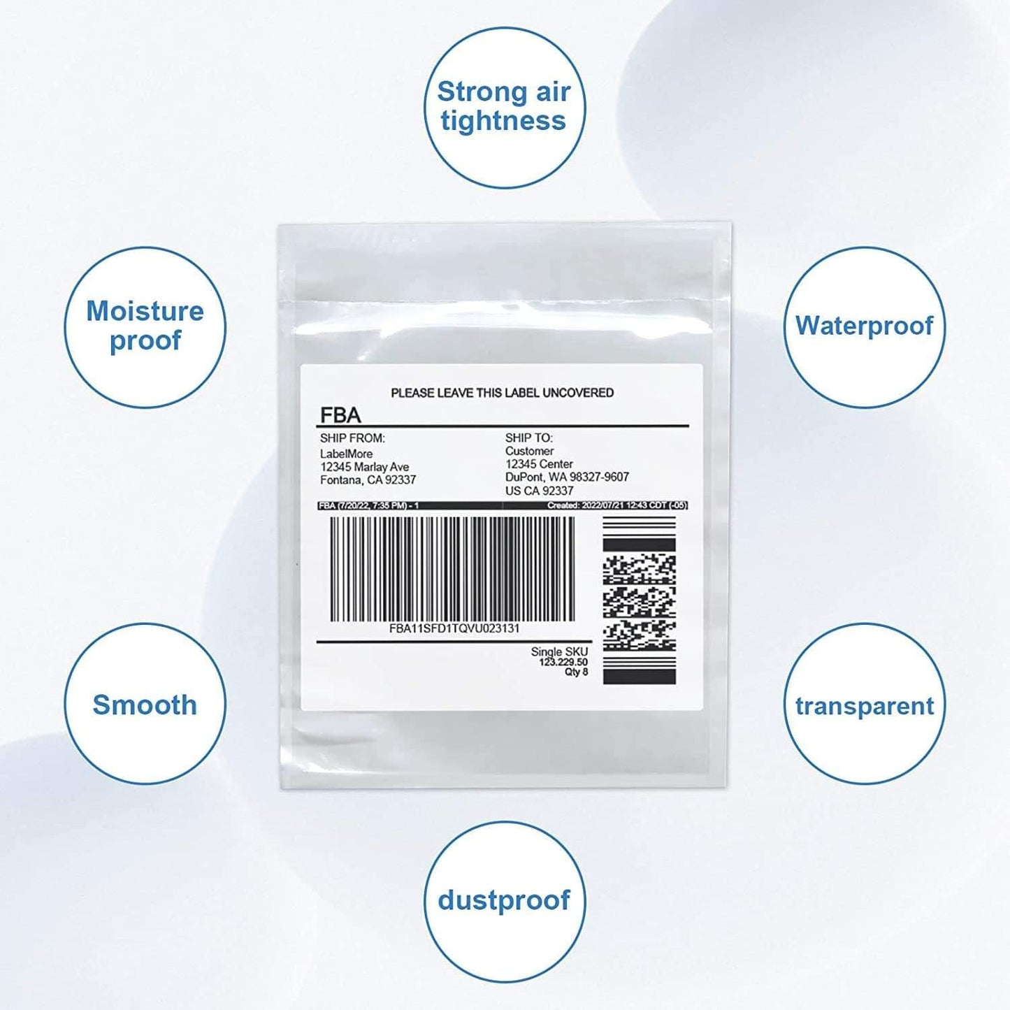 1000 Pcs-7.5x5.5 Packing List Mailing Envelopes: 7.5x5.5in (14x19cm), 1000 Pcs. Clear Adhesive Shipping Label Sleeves for Small Businesses