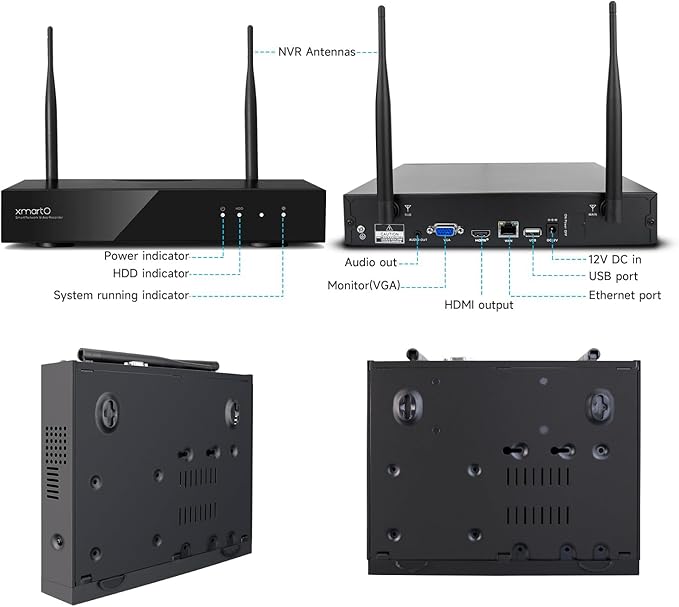 xmartO WiFi 6 Long Range Wire-Free Solar Home Security Camera System Wireless, 10-Set 4MP QHD CCTV Camera Kit with 4K 10CH Expandable WiFi NVR (Suitable for Indoors/Outdoors)