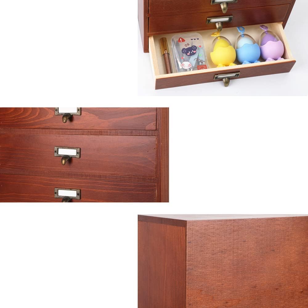 Large Wooden Drawer Rustic Desk Organizers and Accessories Wooden Storage Dox with Drawers Paper Storage Drawer Wood File Organizer Library Card Catalog Cabinet Apothecary Cabinet (L-BROWN)