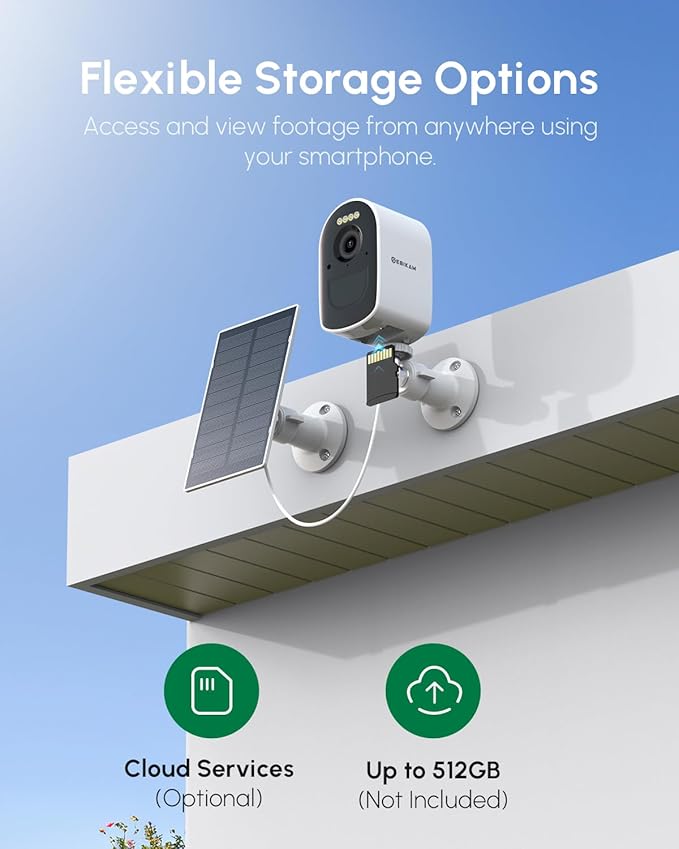 Wireless Solar Security Camera 2K/4MP, Battery Powered with Solar Panel, 5GHz & 2.4GHz WiFi, Color Night Vision, Motion Alerts, Spotlight Alarm, APP Remote, Works as Extra Camera for 4CH Kit