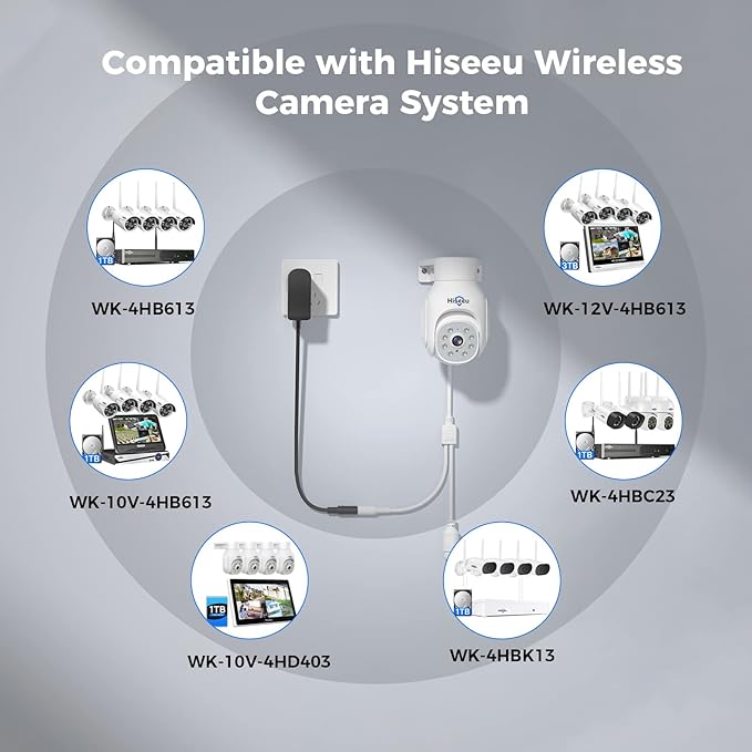 Hiseeu 5MP Wireless Outdoor Security Camera, WiFi Surveillance PTZ Camera with Color Night Vision, Motion Detection, Siren & Light Alarm, 2-Way Audio, IP66 Waterproof, Works with Echo Show (Black)