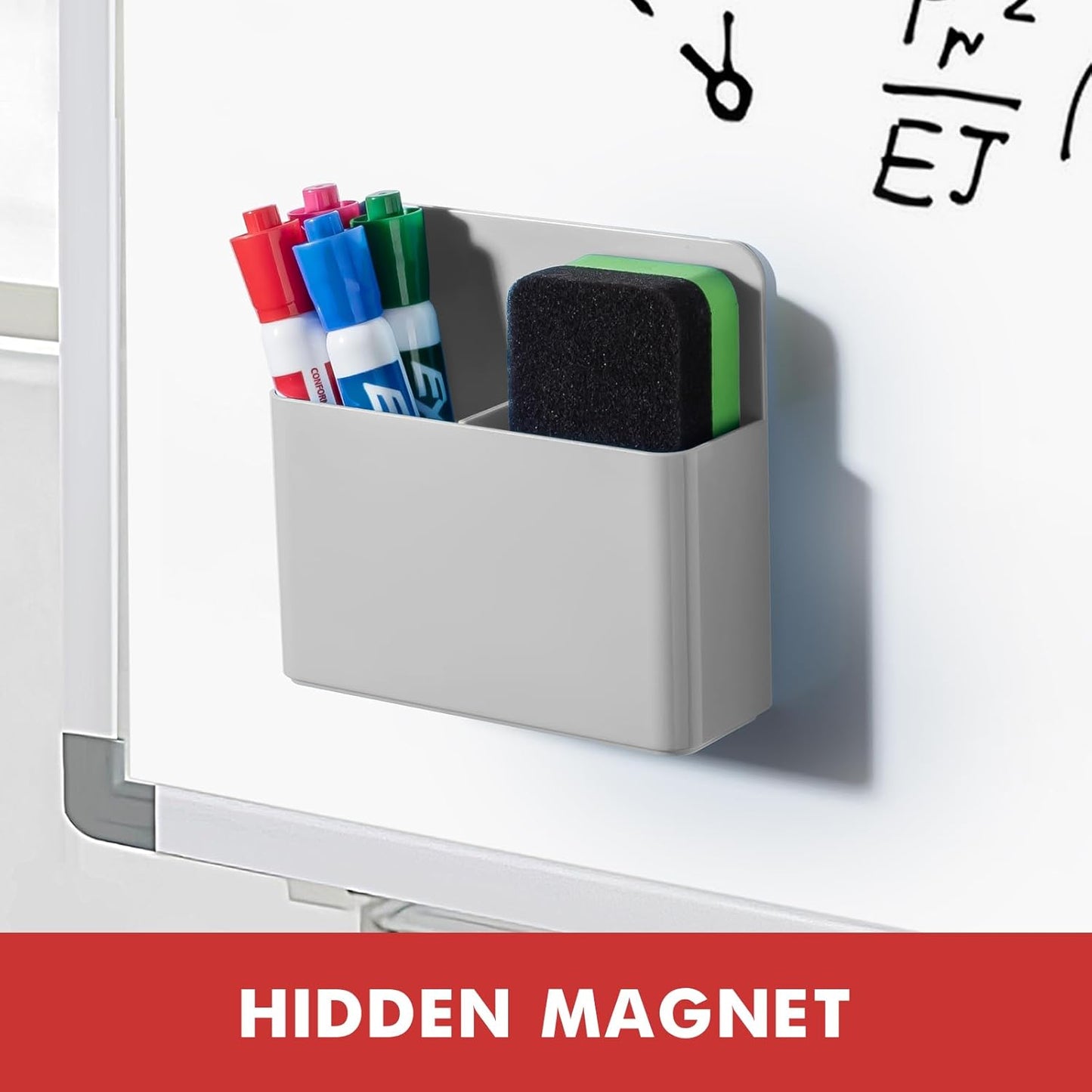 BEYGORM 2 Pack Plastics Magnetic Pen Holder for Refrigerator, Dry Erase Marker Holder for Whiteboard,Magnet School Locker Organizer Accessories, Pencil Cup, Pen Caddy, Classroom Organization(Grey)