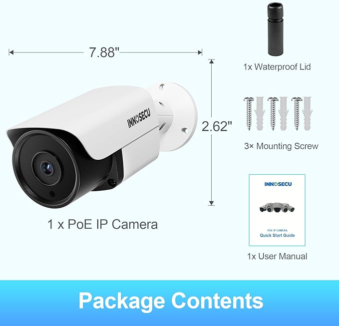 8MP AI PoE Camera, Outdoor Bullet IP Security Surveillance Camera, Face Detection, Human Vehicle Detection, Built-in Mic, 2.8mm Lens 110 °, Waterproof IP67, Night Vision 100ft, INB8BR37E