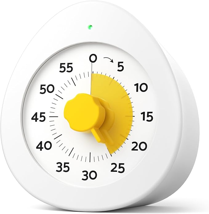 LIORQUE Visual Timer for Kids, 60-Minute Countdown Kitchen Timers for Cooking, Kids Timer with Silent Operation & Countdown Pause for Teaching Classroom Office