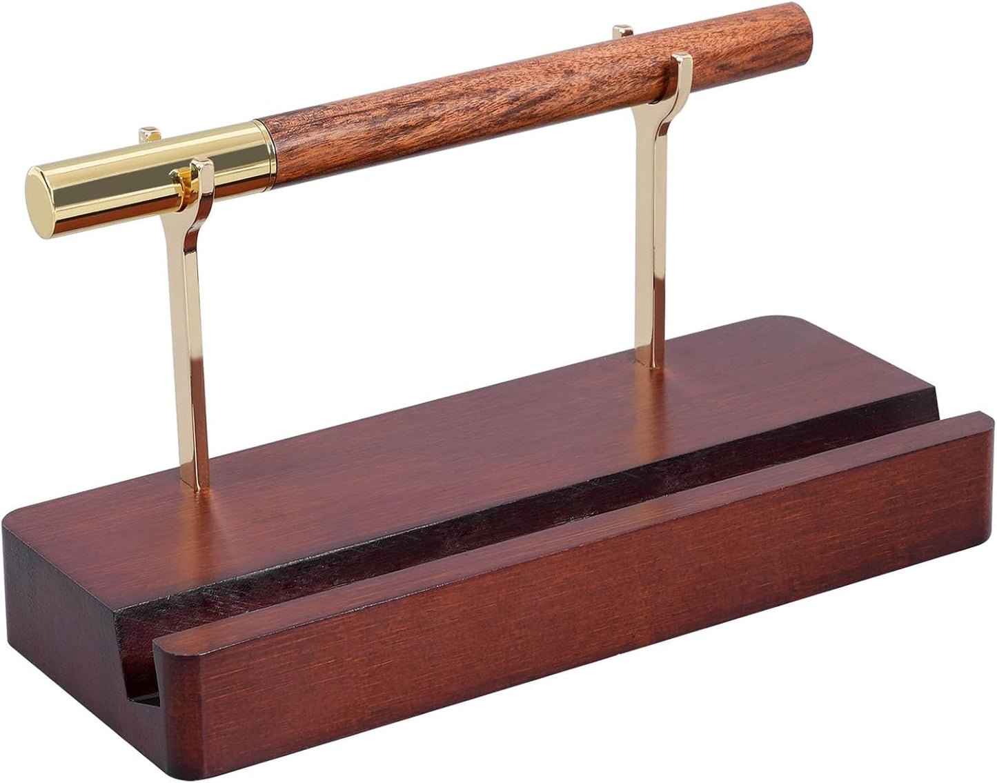 Pen Holder Desk Organizers and Accessories Desk Decor ï¼Exquisite Wooden Pen Holder ï¼with a Cool Pen and Two Refills for Office and Home (Style A)