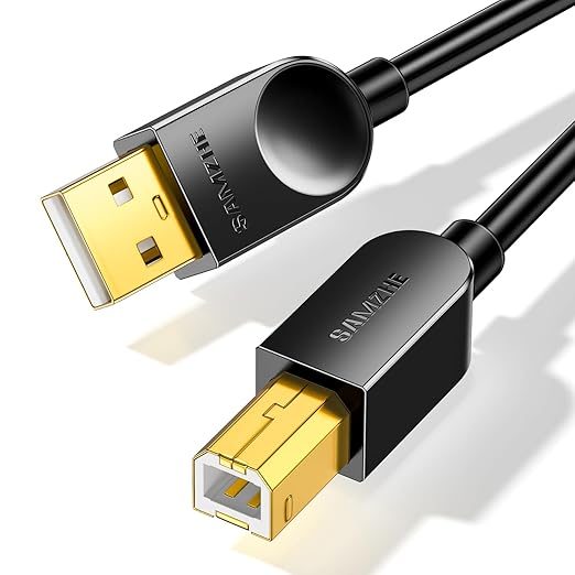 SAMZHE 10FT USB A to B Printer Cable, High Speed Printer Cord for HP Canon Epson Dell Samsung Brother Lexmark Xerox, USB2.0 Cables Compatible with Printers, Scanner, External Hard Drive, MIDI Keyboard