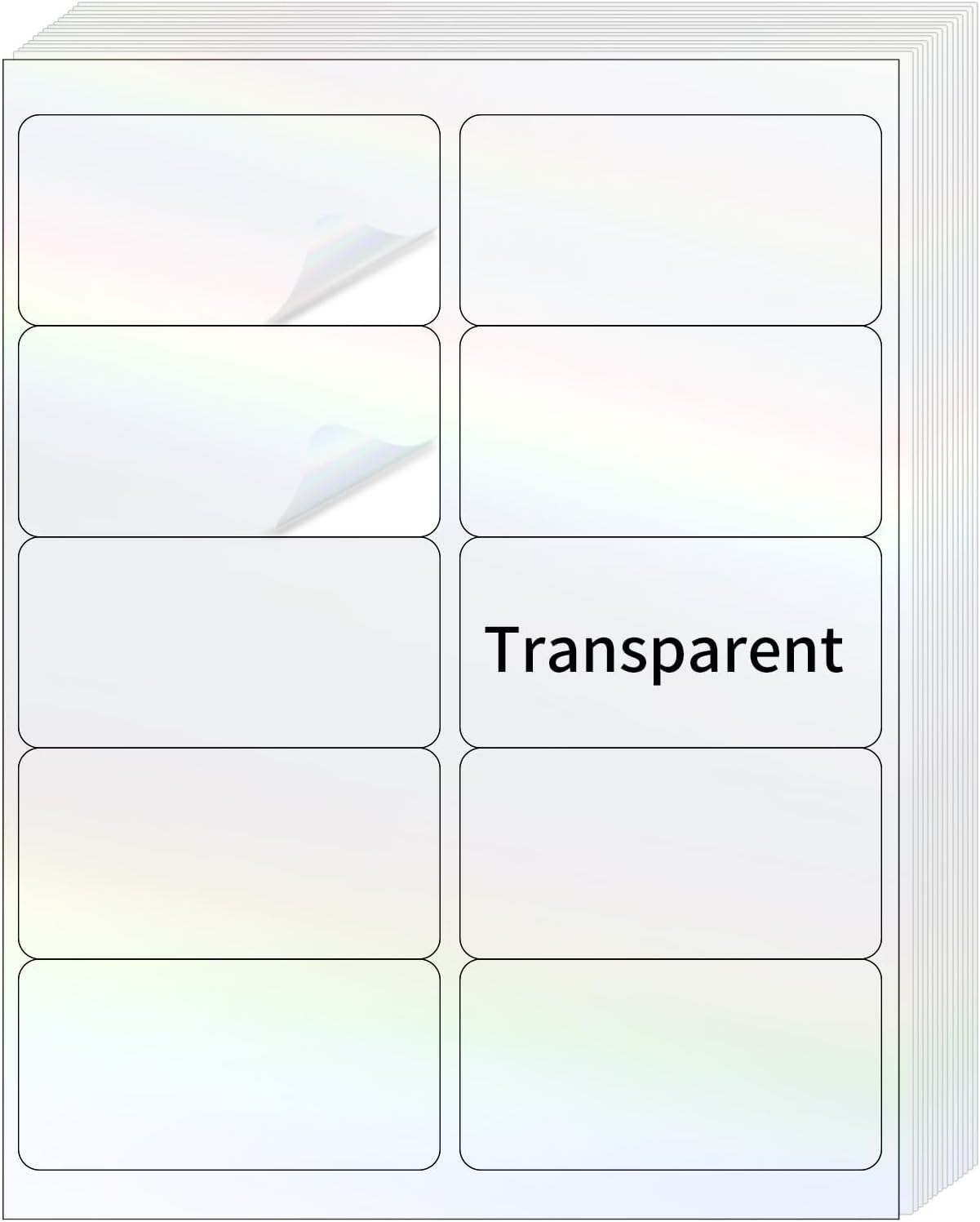 STARLIBOO Transparent Stickers Labels - 2" x 4" Clear Address Labels Mailing Stickers for Laser/Inkjet Printer 8.5"Ã11"- 20 Sheet (Clear Holographic)