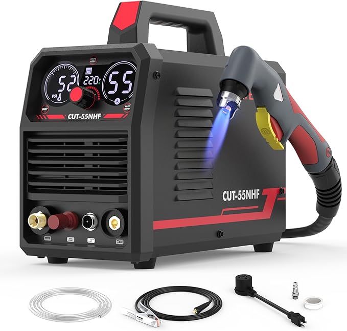 YESWELDER CUT-55NHF Plasma Cutter, Non-High Frequency Non-Touch Pilot Arc, 55 Amp 110/220V Dual Voltage, Large Digital Display Plasma Cutting Machine
