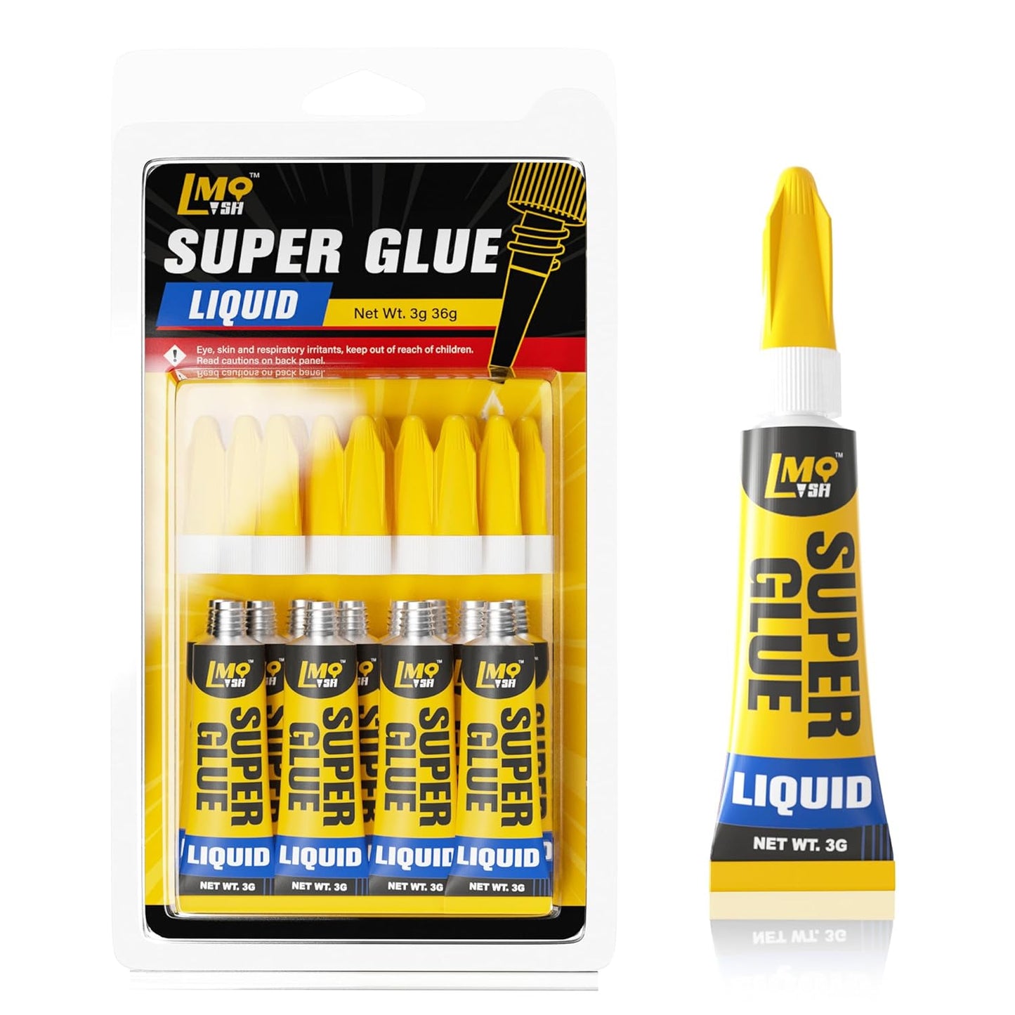 12Ã3g Mini Super Glue Clear Liquid, All Purpose Single Use Superglue Heavy Duty Strong for Plastic Ceramic Glass Metal Repair, Instant Cyanoacrylate Adhesive Bonding Wood Miniatures 3D Print
