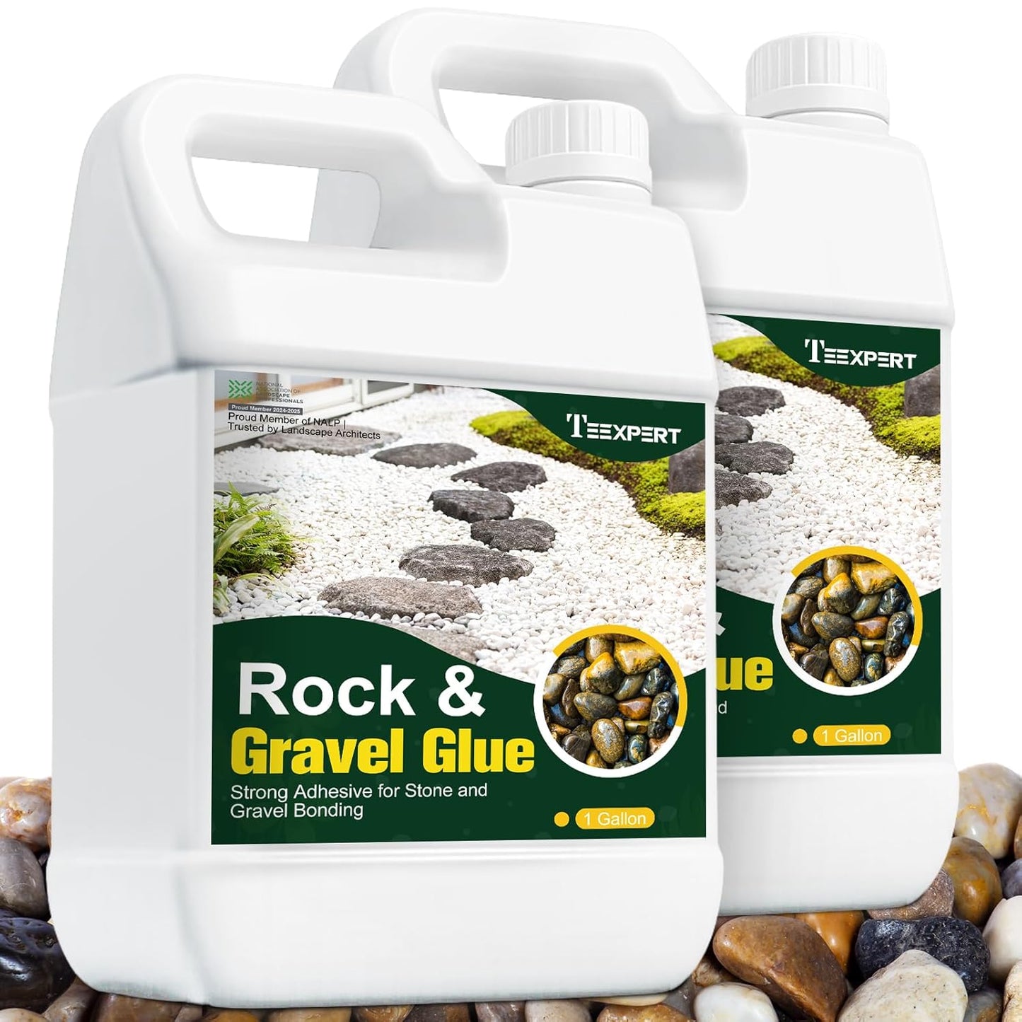 Teexpert 2 Gallon Rock Glue for Landscaping â Strong Pea Gravel Binder & Stone Adhesive for Walkways, Yards, Patios, and Driveways