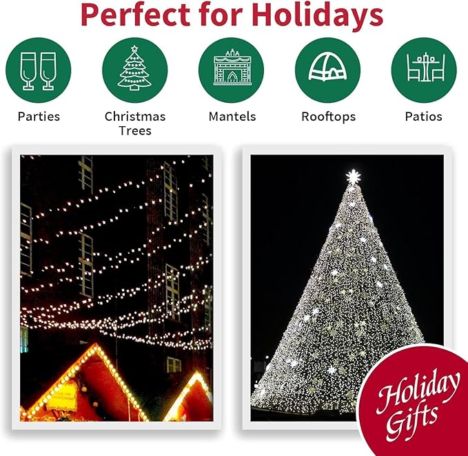 150 LED White String Lights - LED Christmas Decoration, Mini led Lights for Indoor Outdoor Home Holiday Party Wedding Independence Day Decoration