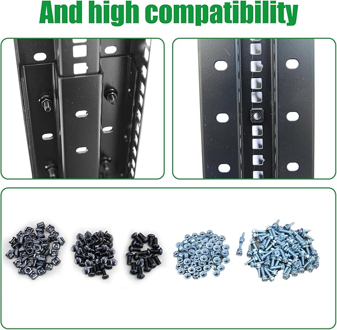 42U Server Rack/4-Post 19in Network Rack/Open Frame Rack with Wheels, Heavy-Duty Frame Cabinet/Adjustable Depth 29.75-27.75in GLOBALRACK,(4POST-1000-42U)