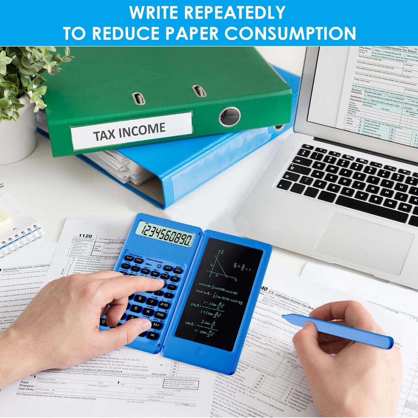 Scientific Calculators for Students, Blue Math Calculator with Notepad,10-Digit Large Screen, Classroom Must Haves for Middle High School Supplies & College (Blue)