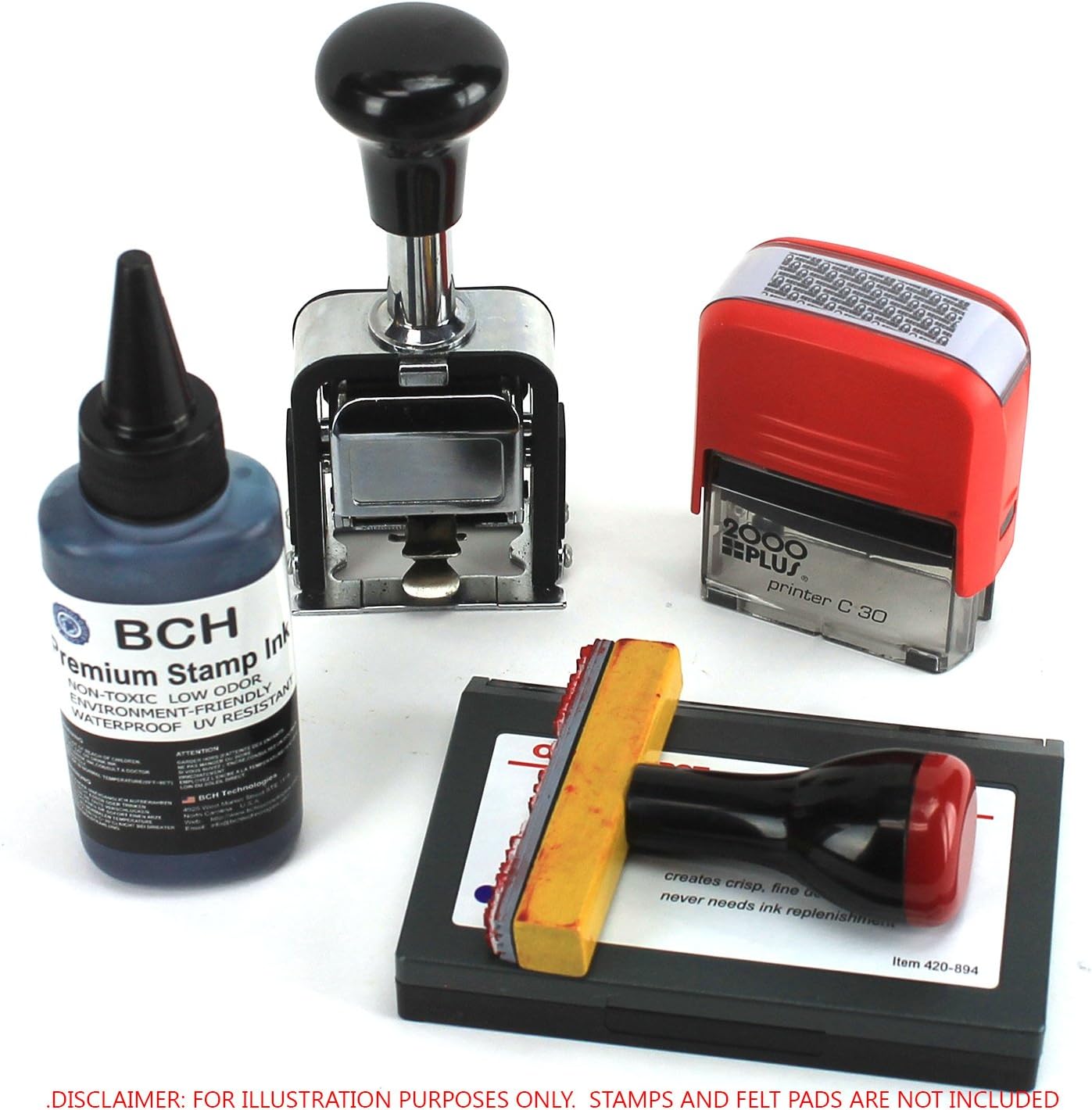 Blue and Black Combo Stamp Ink Refill by BCH - Premium Grade -2.5 oz (75 ml) Ink Per Bottle