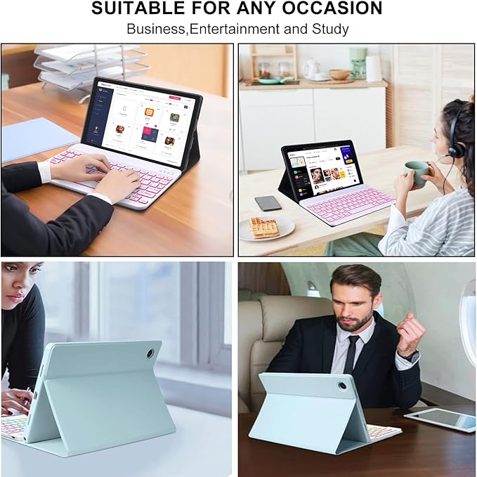 Keyboard case for Samsung Galaxy Tab A11 Plus / A9 Plus 11 inch, Bluetooth Backlit A9+ Keyboard Case with S Pen Holder for A11+ 11", Sky Blue