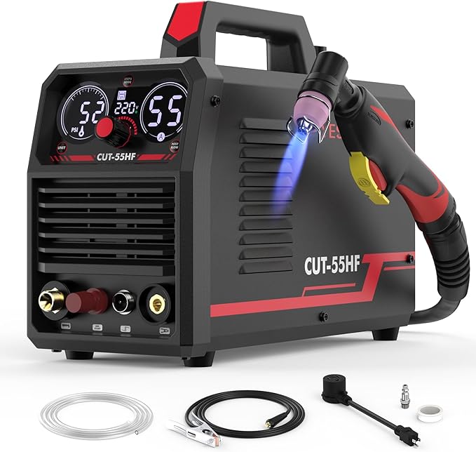 YESWELDER CUT-55HF Plasma Cutter, High Frequency 55Amp Non-Touch Pilot Arc Air Power, Large Digital Display 110/220V Dual Voltage IGBT Inverter Plasma Cutting Machine