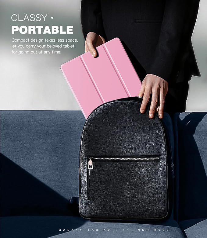 TiMOVO Case for Samsung Galaxy Tab A9+/A9 Plus 11 Inch 2023, Slim Lightweight Stand Hard Back Shell Protective Cover for Galaxy Tab A9+ Tablet SM-X210/X216/X218, Auto Wake/Sleep, Flowers Pink