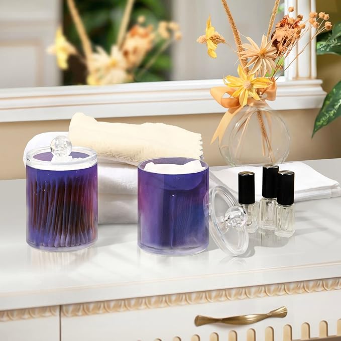 Galaxy Purple 2PCS Airtight Transparent Glass Storage Jar, Food Storage Container Glass, Can Store Candy, Salt, Coffee Beans, With lid, Easy To Use…