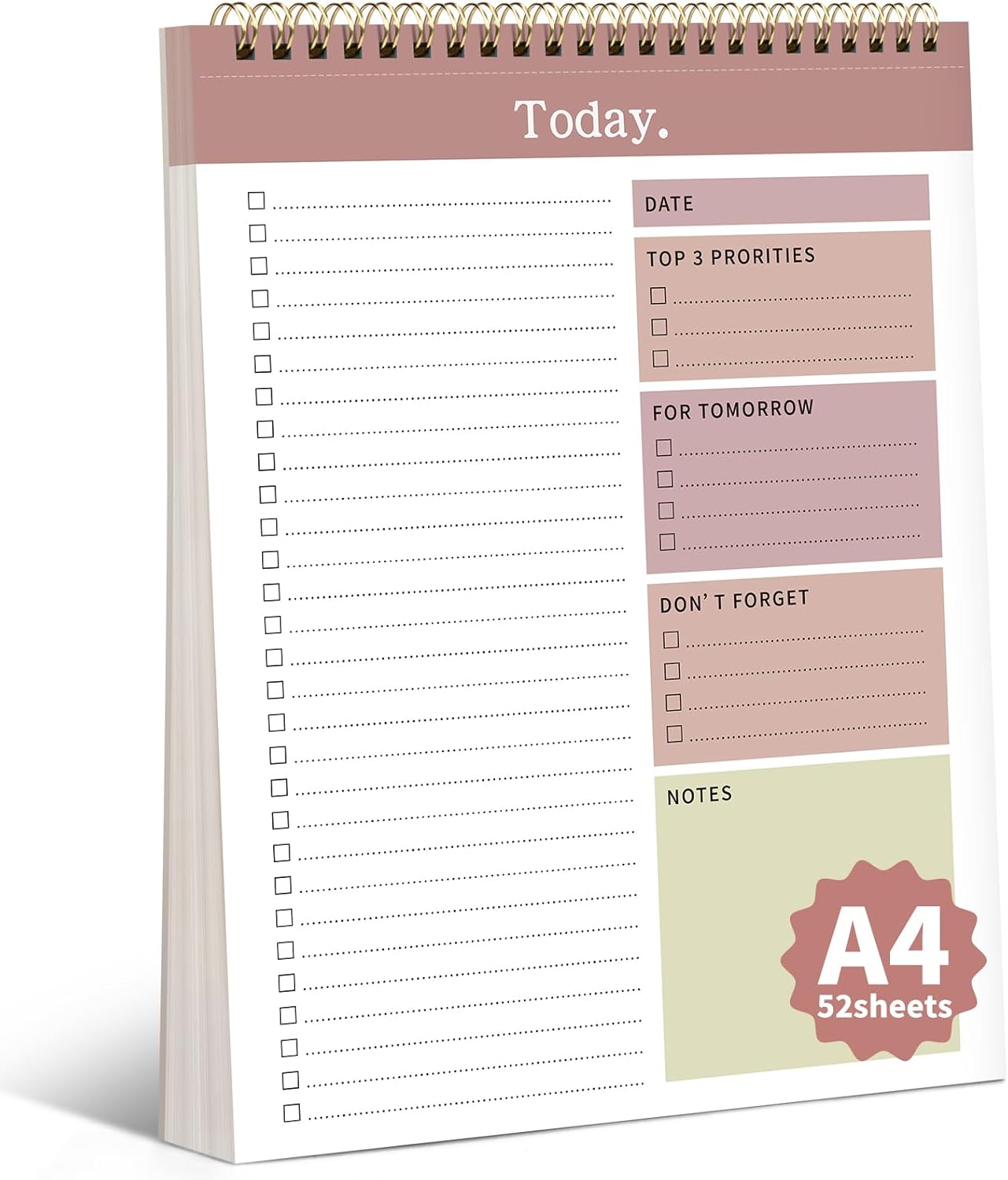 To Do List Notepad, 52 Undated Sheets ï¼8.5"Ã11"ï¼Duplex-printed Daily Planner For Work Home School Office Desk Accessories Supplies & Goal Setting Tasks-RED