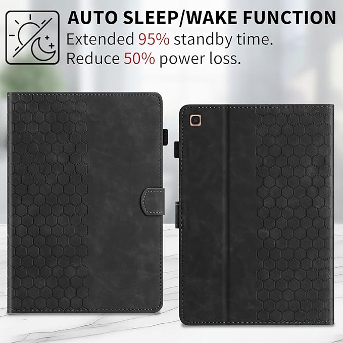 Case for Samsung Galaxy Tab A 10.1 2019 Model SM-T510/T515, Multi-Angle Viewing Smart Stand with Pocket PU Leather Tablet Cases Flip Folio Cover Black
