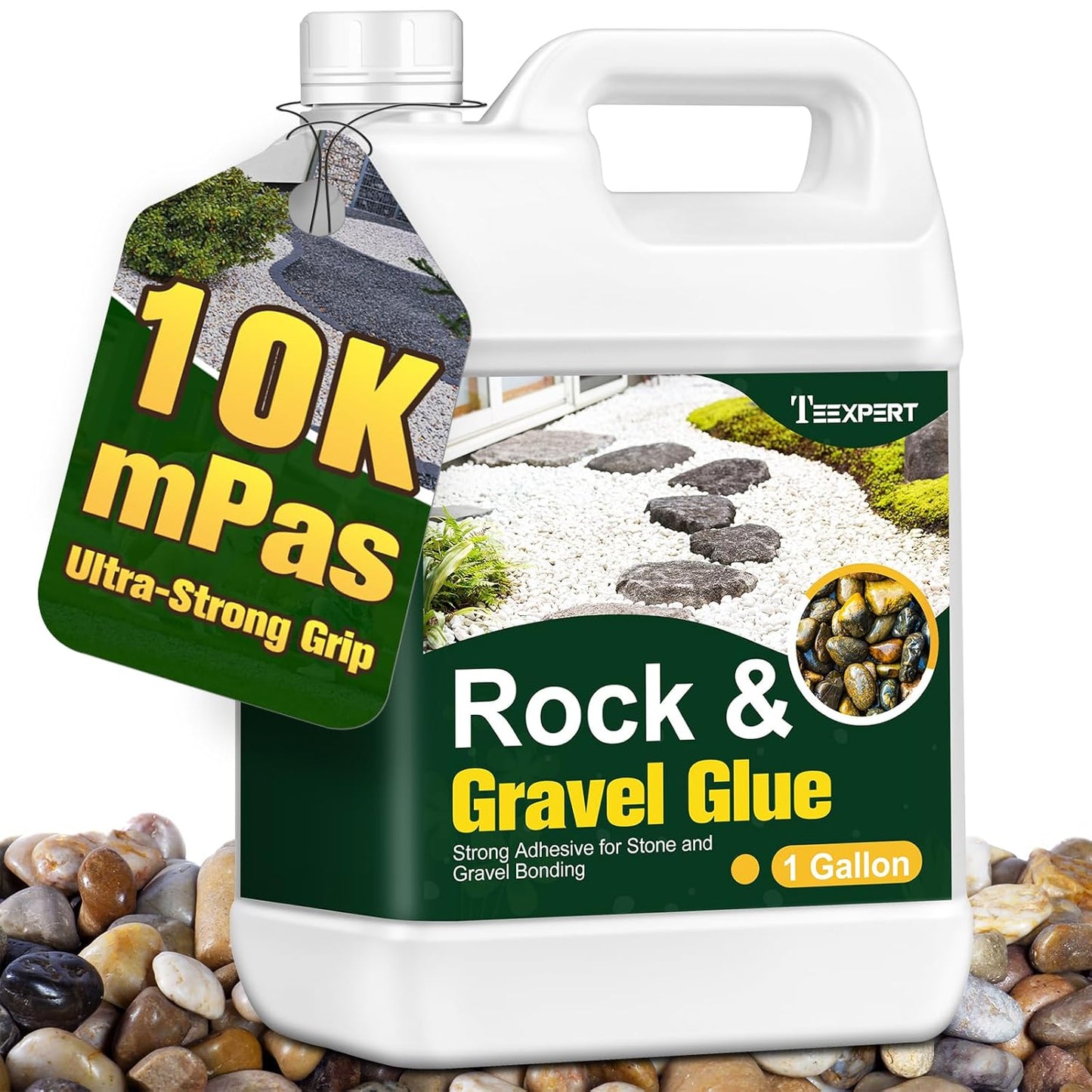 Teexpert 1 Gallon Rock Glue for Landscaping â Strong Pea Gravel Binder & Stone Adhesive for Walkways, Yards, Patios, and Driveways