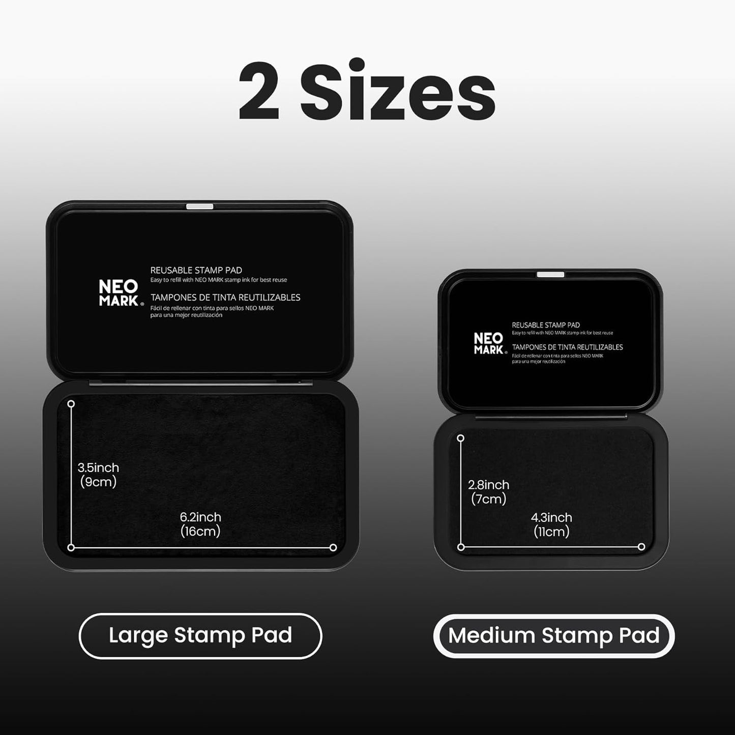 Medium Stamp Pad -2.8"x 4.4", Magnetic Lid, Premium Quality Felt Stamp Pad (Black)