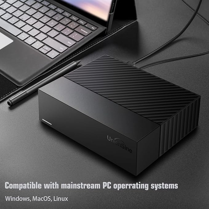 UnionSine Desktop External Hard Drive 14TB, USB3.0 3.5" HDD Storage Compatible for PC, Mac, TV, Desktop, Laptop(Black) HD3513