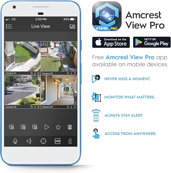 Amcrest 2-Pack 5MP IP PoE AI Camera w/ 49ft Color Night Vision, Security Outdoor Bullet Camera, Built-in Microphone, Human & Vehicle Detection, 129° FOV, 5MP@20fps 2PACK-IP5M-B1276EW-AI (White)