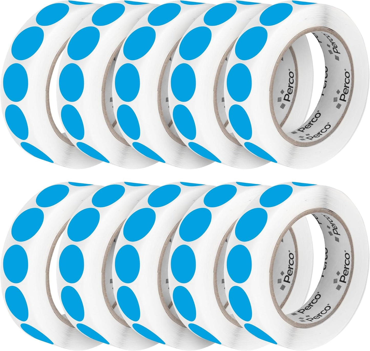 Perco Light Blue 1-Inch Perforated Circle Dot Sticker Labels â 10 Rolls, 10,000 Round Stickers â with Permanent Adhesive for Inventory Management, Color Coding, Garage Sales, CraftsâMade in USA