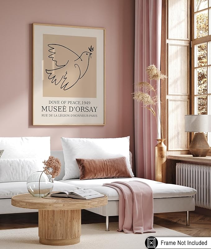 Poster Master Vintage Poster - Dove Print - Bird Art - Line Drawing - Sketch Art - Gift for Boys, Girls & Animal Lover - Minimal Decor for Kid's Room or Nursery - 16x20 UNFRAMED Wall Art