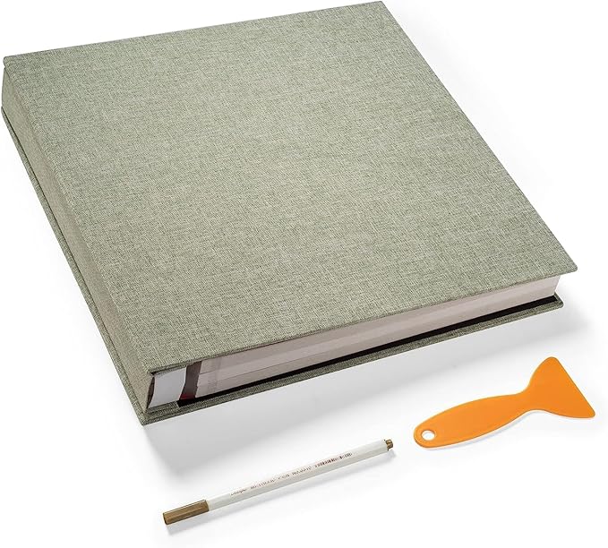 Super Large Photo Album Self Adhesive Scrapbook Album for 4Ã6 5Ã7 8Ã10 10Ã12 or Bigger Pictures DIY Magnetic Linen Cover Album 80Sheets/160Pages DIY Photo Album(Grass Green)