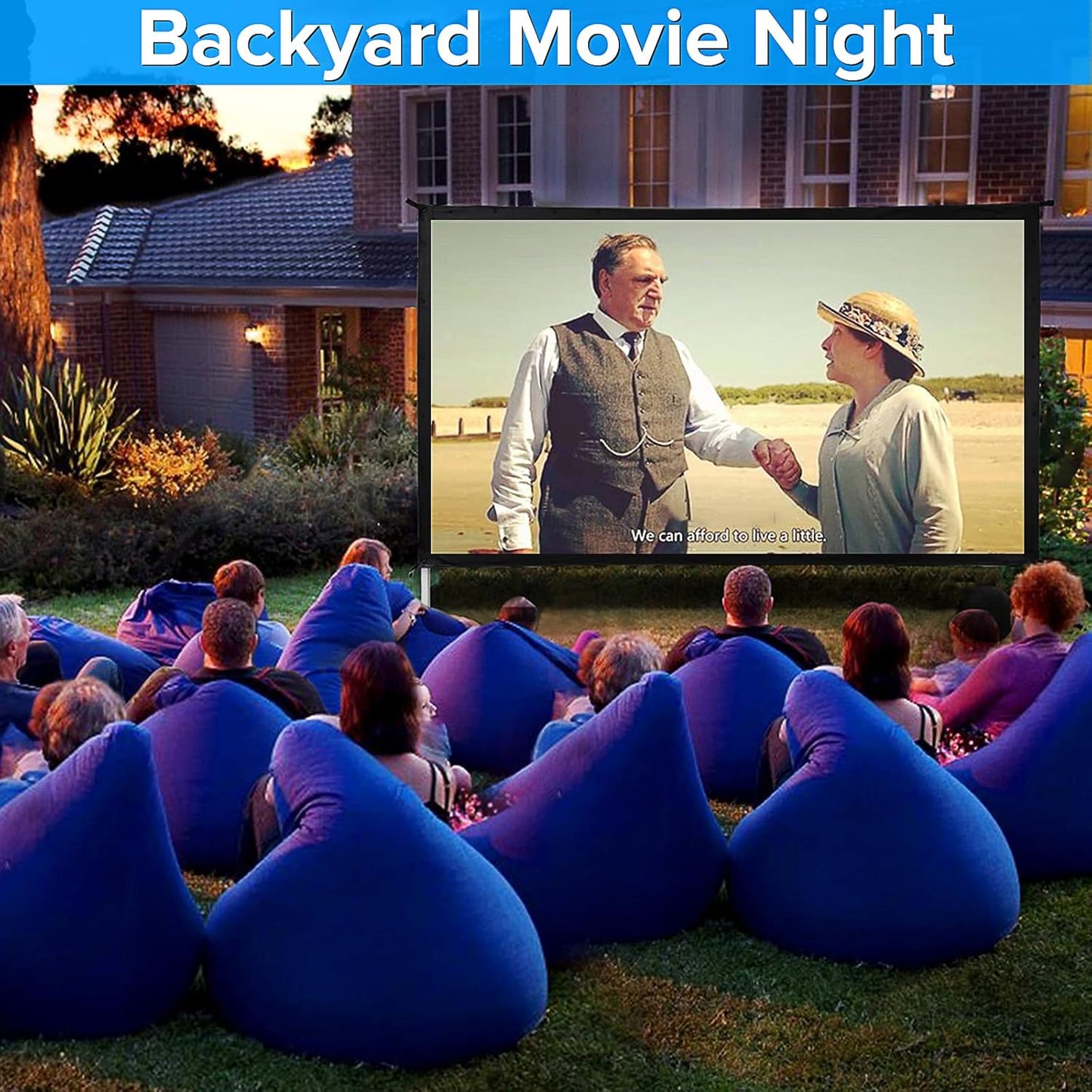 Projector Screen and Stand,JWSIT 120 inch Outdoor Movie Screen-Upgraded 3 Layers PVC 16:9 Outdoor Projector Screen,Video Projection Screen with Carrying Bag for Home Backyard(Rear Projection Screen)