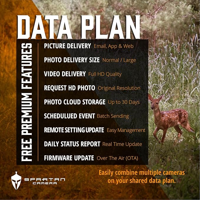 Spartan Camera GoLive2 4G LTE Trail Camera, 96°FOV Wide-Angle, Live Stream, Anti-Theft GPS, On-Demand Image & Video Capture, Real-time Updates, Built-in Lithium, Spartan Areus camo (2, Verizon)
