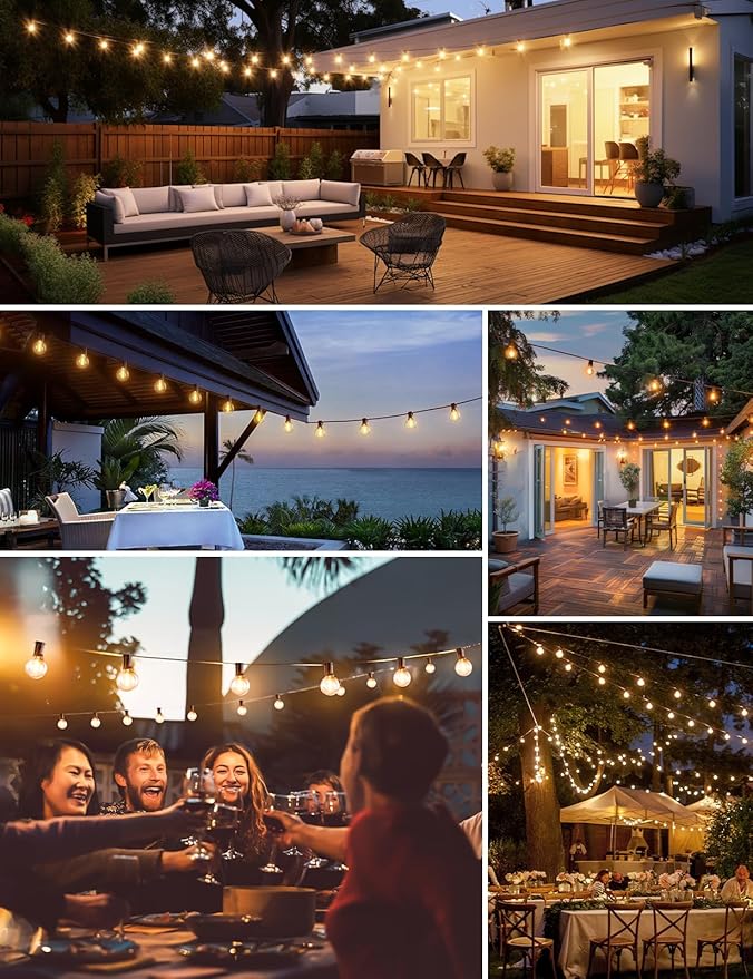 RTTY Outdoor String Lights 50 FT Globe LED Patio Lights with G40 Plastic Bulbs,Waterproof Shatterproof Dimmable Connectable Hanging for Backyard Porch Balcony Party Cafe Deck Decor