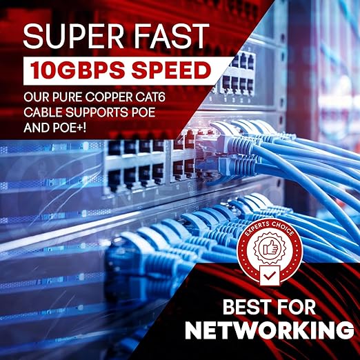 NewYork Cables CAT6 Plenum Cable 1000ft | 100% Pure Copper, UTP, 550MHz, 23AWG, 4Pair 10GB Ethernet Cable, Certified CMP-Rated Bulk Cat 6 for Networking & Gaming (1000ft, Pure Copper,White)