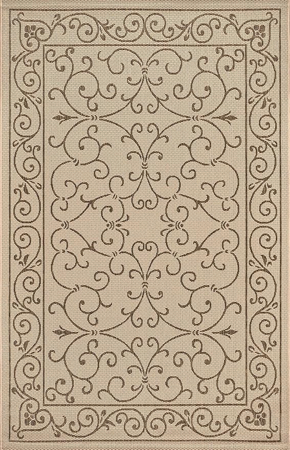 JONATHAN Y Vintage Filigree Indoor Outdoor Area Rug 10X14 Beige/Brown, Charleston Textured Weave for Backyard, Patio, Porch, Easy-Cleaning, High Traffic, Pet-Friendly, Non-Shedding (SMB106A-14)