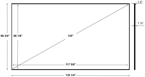 Silver Ticket Products S7 Series 6 Piece Thin Bezel Home Theater Fixed Frame 4K/8K Ultra HD, HDTV, HDR & Active 3D Projection Screen, 16:9 Format, 135" Diagonal, Grey Material S7-169135-G