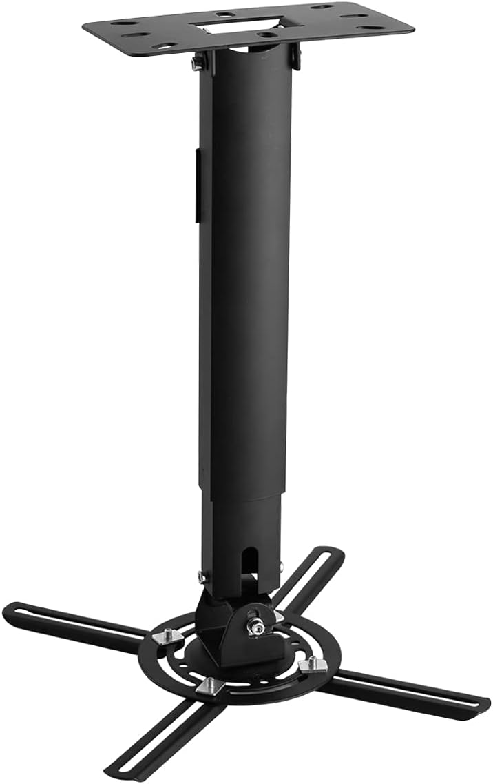 suptek Black Projector Ceiling Mount Bracket Fits Flat or Sloped Ceiling Height Adjustable with Extendable Length for LCD/DLP Projector Mount (PR05B)