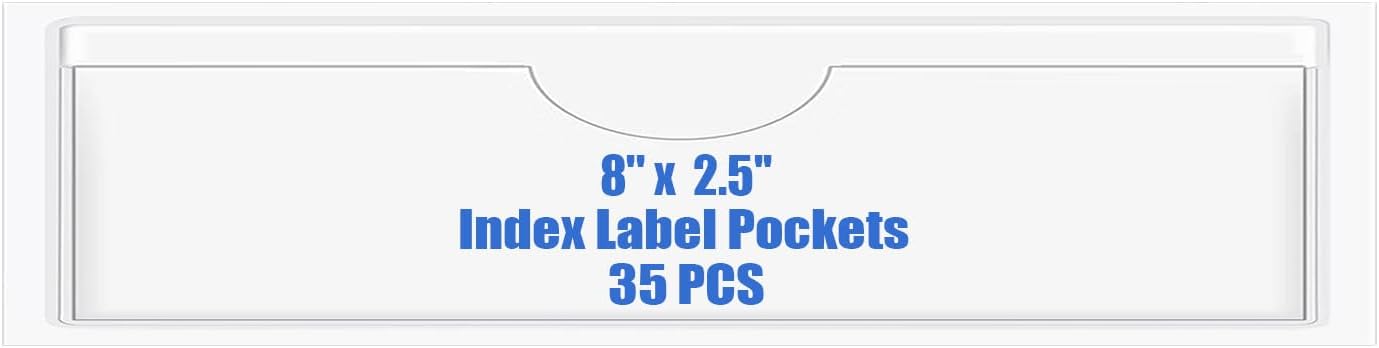 Origin-Joy 35 PCS Self Adhesive Index Card Pockets with Top Open, Clear Plastic Label Holder for Cards of Note, Library and Business, Adhesive Label Pockets & Card Holder (8 x 2.5 inch)