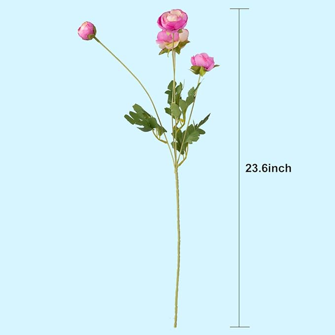 Artificial Silk Flowers Ranunculus Flower for Wedding Home Decoration 5 PCS Purple