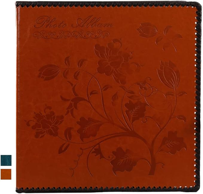 Photo Album Self Adhesive Pages, Large Self-Stick Page Picture Album Leather Vintage Inspired Cover, Hand Made DIY Albums Holds 3X5, 4X6, 5X7, 6X8, 8X10 Photos (11.6"x10.8" 40pgs, RedBrown)