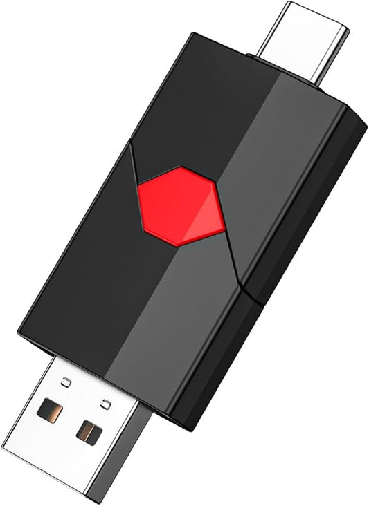 Aiibe 128GB USB C Flash Drive Dual Type C + USB A 128GB Jump Drive Push-Pull Thumb Drive for iPhone 15/16 Smartphone Tablet Computer