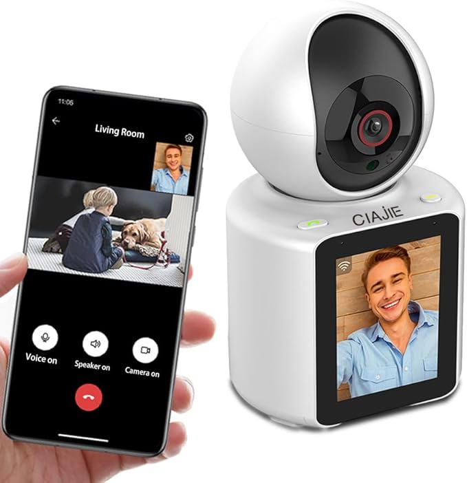 Two-Way Video Camera 2.8-inch Screen,Pet Camera,Dog Camera,Indoor Home Nanny Camera,Baby/Elder/Nanny/Dog/Pet Camera with Phone App(Im Cam),360°Smart Security Camera,1080p HD