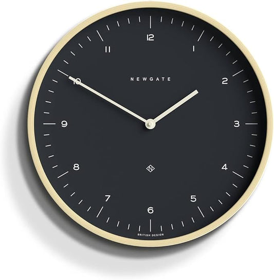 NEWGATE® Mr Clarke Wall Clock | Large Scandi Inspired Plywood Clock | 16 inch | Pale Wood case with Dark Grey dial | Modern Minimalist Design for Kitchen, Living Room or Office